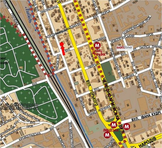 Схема рекламной плоскости по адресу Малевича ул. (бывш. Боженка ул.), 83 в сторону Федорова ул.