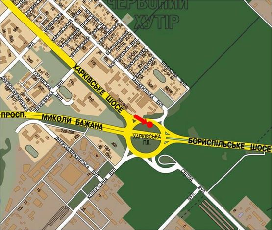 Схема рекламной плоскости по адресу Харьковская пл., 201-203, напротив, разделитель, в сторону Борисполя Схема рекламной плоскости по адресу Харьковская пл., 201-203, напротив, разделитель, в сторону Борисполя