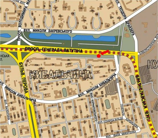 Схема рекламної площини за адресою Ватутина пр., 30, в сторону Перова бул.