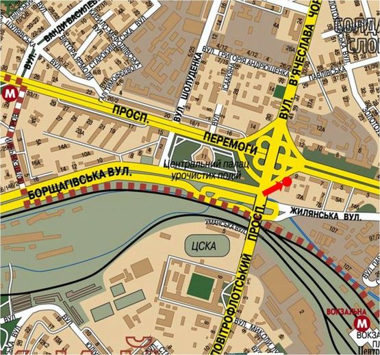 Схема рекламної площини за адресою Воздухофлотский пр., выезд с моста на Победы пр., в сторону Победы пл., в центр