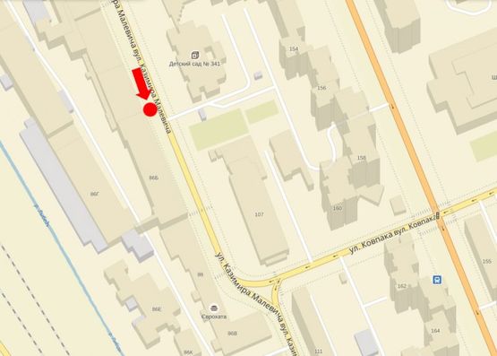 Схема рекламной плоскости по адресу Малевича ул. (бывш. Боженка ул.), 86, в сторону ст. м. "Лыбидская"