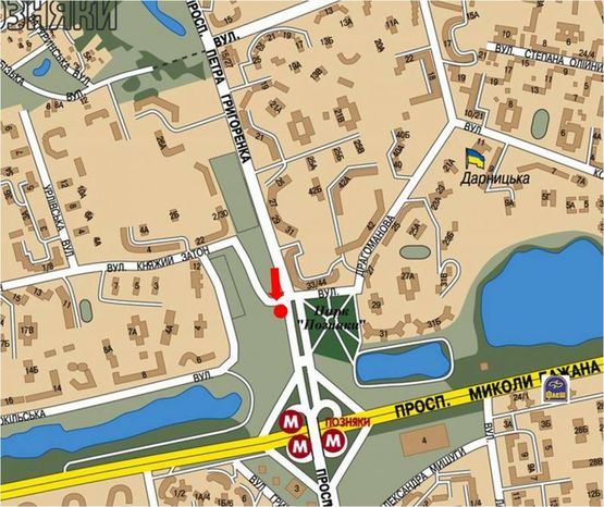 Схема рекламной плоскости по адресу Григоренко пр., 33-34 / Драгоманова ул., в сторону Бажана пр.