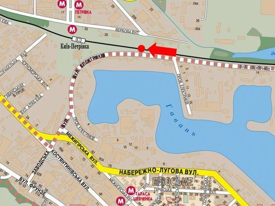 Схема рекламной плоскости по адресу Электриков ул., остановка "Северный ковш", в сторону Межигорская ул.