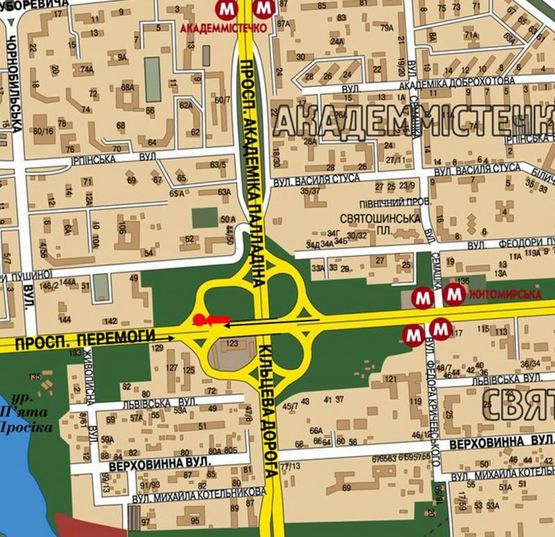 Схема рекламной плоскости по адресу Победы пр., 123, напротив, 100 м. до автостанции "Дачная", из центра