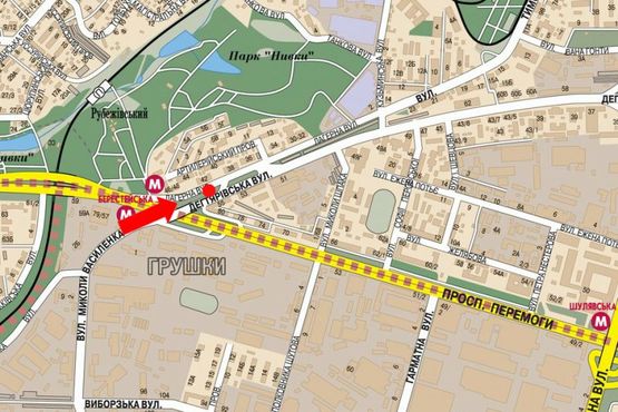 Схема рекламної площини за адресою Дегтяревская ул., 42, в сторону Шамрыла ул.