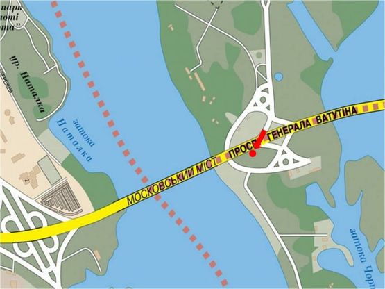 Схема рекламной плоскости по адресу Ватутина пр., 130м до остановки "парк Дружбы Народов", в сторону р-н Петровка Схема рекламной плоскости по адресу Ватутина пр., 130м до остановки "парк Дружбы Народов", в сторону р-н Петровка