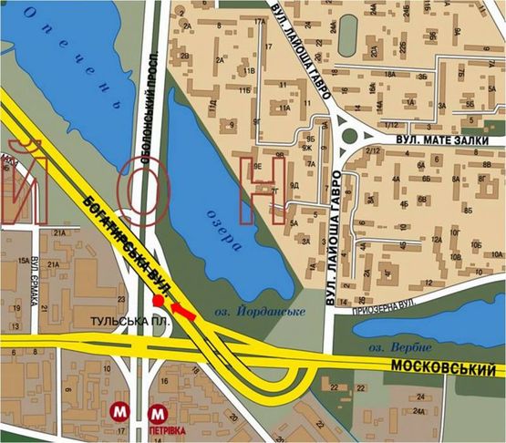 Схема рекламной плоскости по адресу Богатырская ул. / Оболонский пр., заезд с Московского пр.а в сторонуЛуговая ул., ТЦ "Караван" Схема рекламной плоскости по адресу Богатырская ул. / Оболонский пр., заезд с Московского пр.а в сторонуЛуговая ул., ТЦ "Караван"