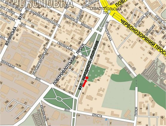 Схема рекламной плоскости по адресу Народного Ополчения ул., 7, в сторону Севастопольска пл.