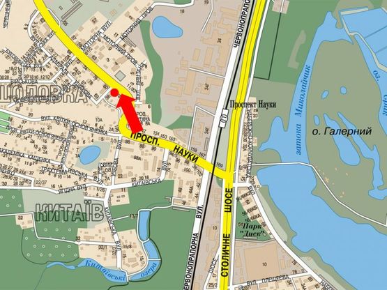 Схема рекламної площини за адресою Науки пр., 82, в сторону автовокзала