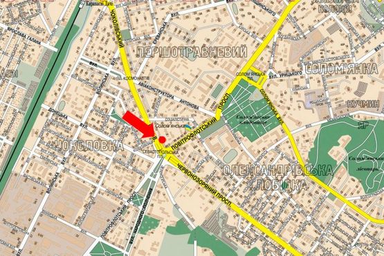 Схема рекламной плоскости по адресу Чоколовский бул. / Севастопольская пл., супермаркет "Сильпо", в сторону Лобановского пр. (бывш. Краснозвездный пр.)