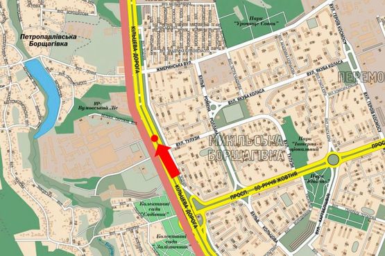 Схема рекламной плоскости по адресу Кольцевая дорога, разделитель, напротив супермаркетов "Ашан", "Эльдорадо", в сторону Победы пр., левая