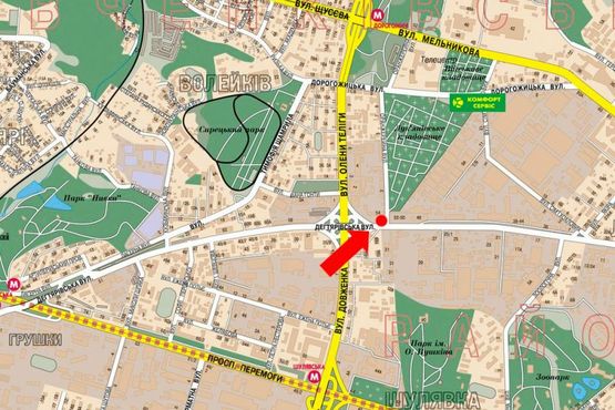 Схема рекламної площини за адресою Дегтяревская ул., 50-52 / Оранжерейная ул., автосалон "Audi", в сторону ст. м. "Лукьяновская", левая