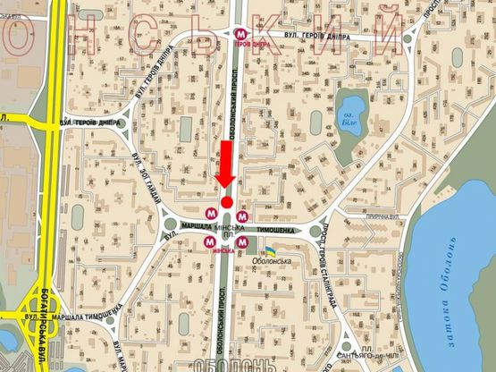 Схема рекламной плоскости по адресу Оболонский пр., 21, ст. м. "Минская", ТРЦ "Dream Town", "McDonald's"