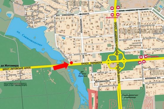 Схема рекламной плоскости по адресу Победы пр. / Ушакова ул., въезд в город