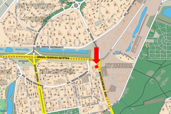 Схема рекламної площини за адресою Братиславская ул., 3, в сторону супермаркета "Эпицентр", возле рынка "Троещина"