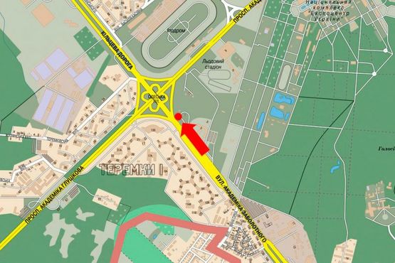 Схема рекламної площини за адресою Заболотного ул. - Одесская пл., возле супермаркета "Магелан", в сторону Глушкова пр.