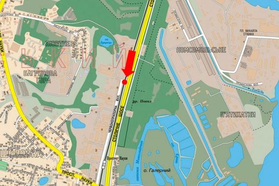 Схема рекламной плоскости по адресу Столичное шоссе / Пироговский путь ул. (бывш. Краснознаменная ул.), возле АЗС "Shell", в сторону Конче-Заспы
