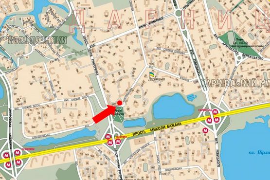 Схема рекламної площини за адресою Драгоманова ул., 44, возле ресторана "Мураками", ТЦ "Элтикс", в сторону Кошица ул.