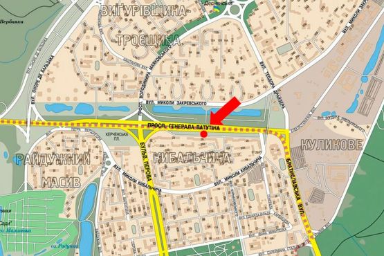 Схема рекламної площини за адресою Ватутина пр., 26, в сторону Перова бул.