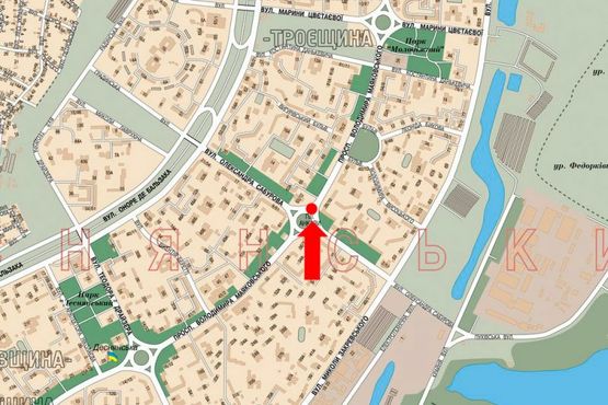 Схема рекламної площини за адресою Маяковского пр. / Сабурова ул., разделитель, из центра