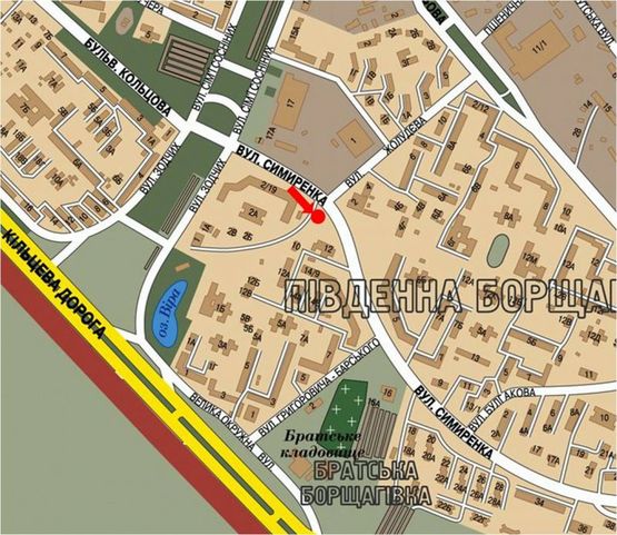 Схема рекламной плоскости по адресу Симиренко ул., 8 / Желудева ул., возле рынка, Универсама, в сторону Королева пр.