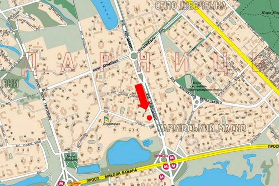 Схема рекламної площини за адресою Ревуцкого ул., 38 / Кошица ул., в сторону ст. м. " Харьковская"