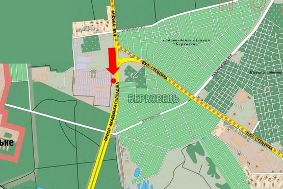 Схема рекламної площини за адресою Палладина пр., возле супермаркета "Эпицентр", в сторону ст. м. "Академгородок"