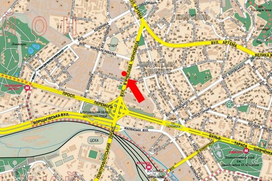 Схема рекламної площини за адресою Черновола ул., 26/2 / Андрющенка ул., в сторону Сечевых Стрельцов ул. (бывш. Артема ул.)