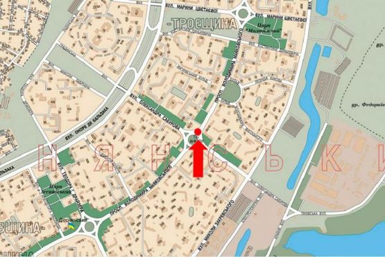 Схема рекламной плоскости по адресу Маяковского пр. / Сабурова ул., разделитель, из центра