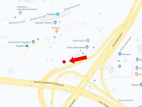 Схема рекламної площини за адресою Столичное шоссе, автостанция "Выдубичи", ст. м. "Выдубичи", правый