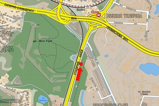 Схема рекламної площини за адресою Столичное шоссе, 900м до моста Южного , в центр