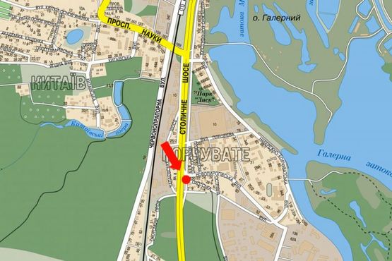 Схема рекламной плоскости по адресу Столичное шоссе / Плещеева ул., 10, разделитель, в сторону Конче-Заспы