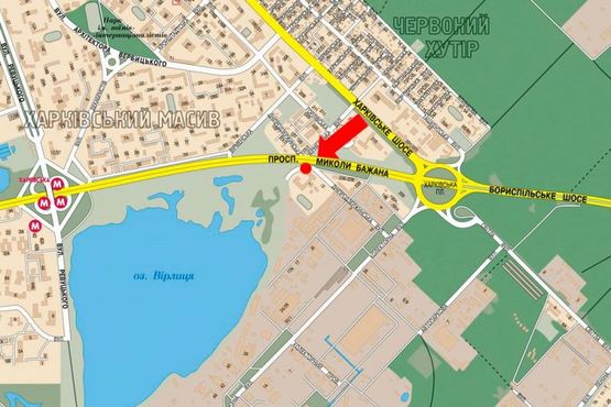 Схема рекламной плоскости по адресу Бажана пр., 1 / Днепродзержинская ул., в сторону Харьковская пл., правый