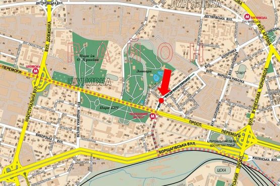 Схема рекламної площини за адресою Василевской ул., 5, разделитель, в сторону Победы пр.