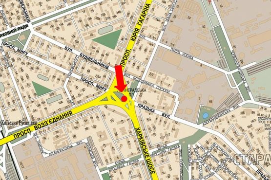 Схема рекламної площини за адресою Дарницкая пл. (бывш. Ленинградская пл.), центральный разделитель, напротив "McDonald's", в сторону Харьковское шоссе