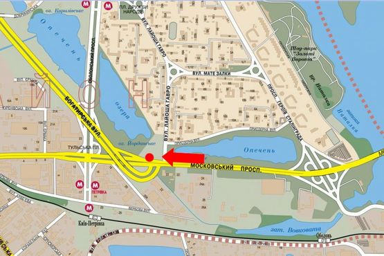 Схема рекламной плоскости по адресу Бандеры пр. (бывш. Московский пр.), 250м до выезда на Богатырская ул., правый, в сторону ст. м. "Почайна" (бывш. ст. м. "Петровка") Схема рекламной плоскости по адресу Бандеры пр. (бывш. Московский пр.), 250м до выезда на Богатырская ул., правый, в сторону ст. м. "Почайна" (бывш. ст. м. "Петровка")