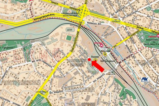 Схема рекламной плоскости по адресу Огиенка ул. (бывш. Лукашевича ул.), 4, разделитель, возле ТРЦ "Симпатик", "Фокстрот", в сторону Воздухофлотский пр.