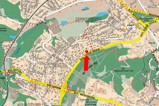 Схема рекламної площини за адресою Телиги ул., 41, в сторону ст. м. "Почайна" (бывш. ст. м. "Петровка")