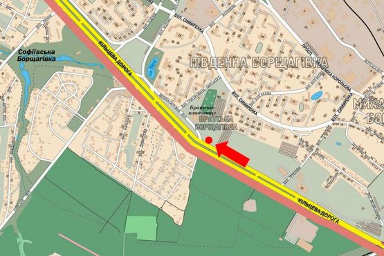 Схема рекламной плоскости по адресу Кольцевая дорога / Григоровича-Барского ул., в сторону Победы пр.