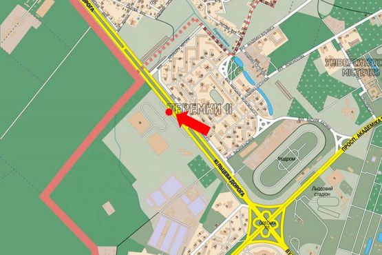 Схема рекламної площини за адресою Кольцевая дорога / Лятошинского ул., 14, супермаркет "Эпицентр", в сторону Победы пр.