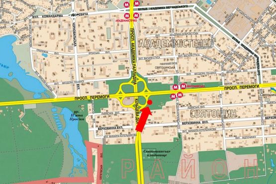 Схема рекламной плоскости по адресу Кольцевая дорога, заезд на Победы пр., в сторону центра