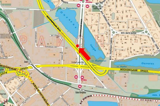 Схема рекламной плоскости по адресу Богатырская ул. / Оболонский пр., в сторону Луговая ул.