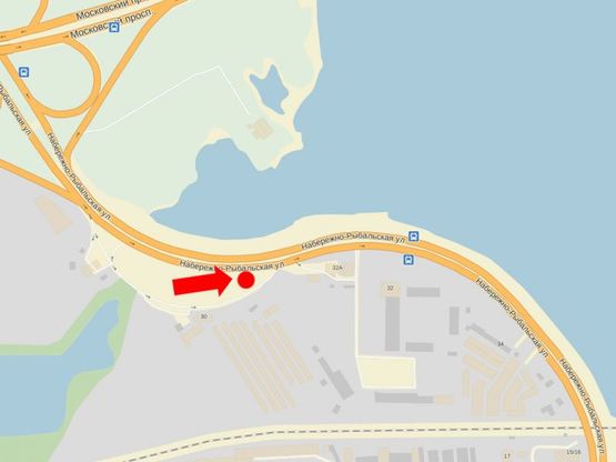 Схема рекламної площини за адресою Набережно-Рыбальская ул., 510м от Бандеры пр. (бывш. Московский пр.), в сторону Электриков ул.