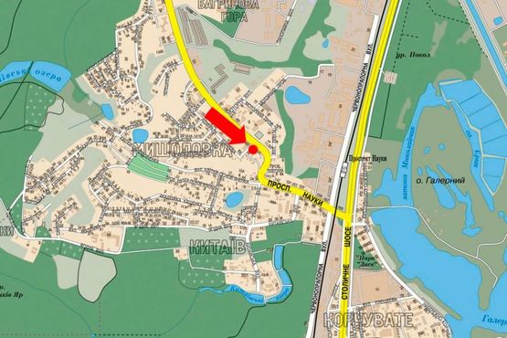 Схема рекламної площини за адресою Науки пр., 82, в сторону Столичное шоссе