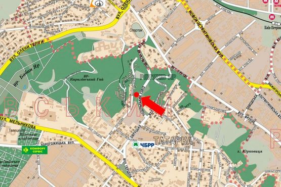 Схема рекламной плоскости по адресу Подольский спуск, слева, в сторону Кирилловская ул. (бывш. Фрунзе ул.)