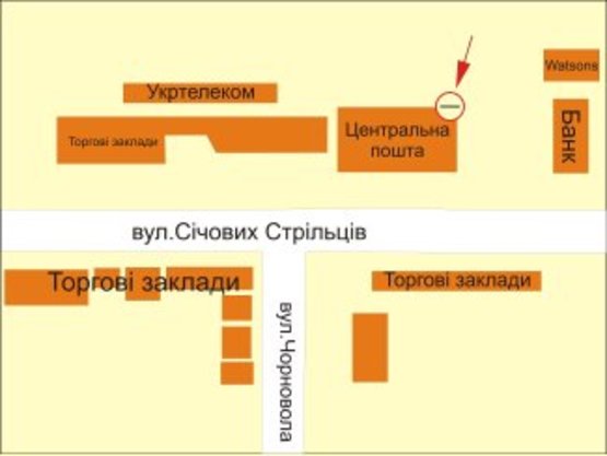 Схема рекламної площини за адресою Вічевий майдан (пошта) лівий