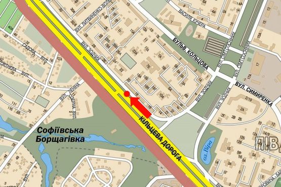 Схема рекламной плоскости по адресу Кольцевая дорога / Зодчих ул., 18, напротив, в сторону Победы пр., левая