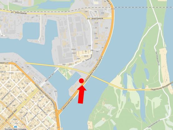 Схема рекламной плоскости по адресу Набережно-Рыбальская ул., 130м за мост Гаванский, в сторону Оболони Схема рекламной плоскости по адресу Набережно-Рыбальская ул., 130м за мост Гаванский, в сторону Оболони