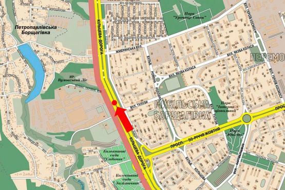 Схема рекламной плоскости по адресу Кольцевая дорога, разделитель, напротив супермаркетов "Ашан", "Эльдорадо", в сторону Победы пр., левая