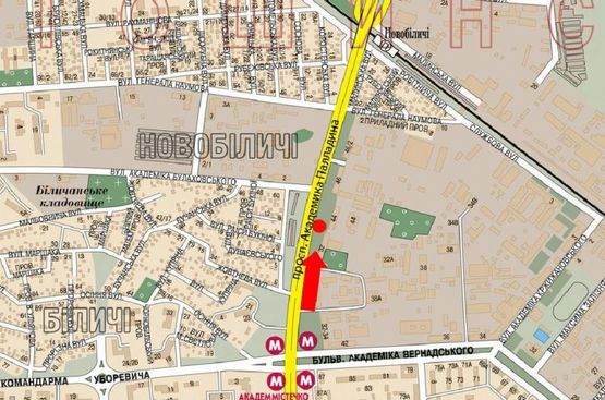 Схема рекламной плоскости по адресу Палладина пр., 44, в сторону ТРЦ "Лавина", супермаркета "Эпицентр"